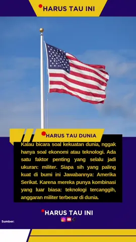 💥 Negara dengan Militer Terkuat di Dunia! 💥 Kalau bicara soal kekuatan dunia, nggak hanya soal ekonomi atau teknologi. Ada satu faktor penting yang selalu jadi ukuran: militer. Siapa sih yang paling kuat di bumi ini? 🔹 Jawabannya: Amerika Serikat. Kenapa? Karena mereka punya kombinasi yang luar biasa: teknologi tercanggih, anggaran militer terbesar di dunia, dan jaringan pangkalan militer yang tersebar di hampir semua benua. Bayangin aja, anggaran militernya mencapai ratusan miliar dolar setiap tahun lebih besar daripada gabungan banyak negara lain! Selain itu, mereka punya ribuan pesawat tempur, kapal induk raksasa, pasukan elit, sampai sistem pertahanan rudal yang canggih. Bahkan, banyak negara lain mengandalkan aliansi dengan Amerika demi keamanan mereka. Tapi tentu, ada juga negara lain yang terus mengejar, seperti Rusia dengan persenjataan nuklirnya, serta Tiongkok yang semakin agresif membangun kekuatan militer di Asia. 🌍 Jadi, bisa dibilang kekuatan militer adalah salah satu alasan kenapa Amerika Serikat masih dianggap sebagai “polisi dunia”.