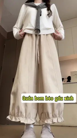 Quần boom bèo gấu vải kaki phong cách hàn quốc #quanbom #quanbogau #phoidoxinh #thoitrangnu #xuhuong 
