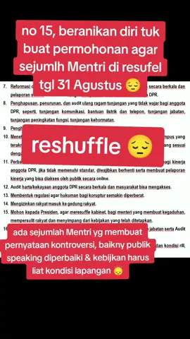 sejujurnya ada bebrpa Mentri yg buat pernyataan yg kontroversi, baikny diperbaiki publik speaking dn buat kebijakan tinjau fakta di lapangan #mentri #beritaviral #resuffle #prabowo  #indonesia🇮🇩 @mars68hshs @Abed Nego @kamu nanyak @Jailani 