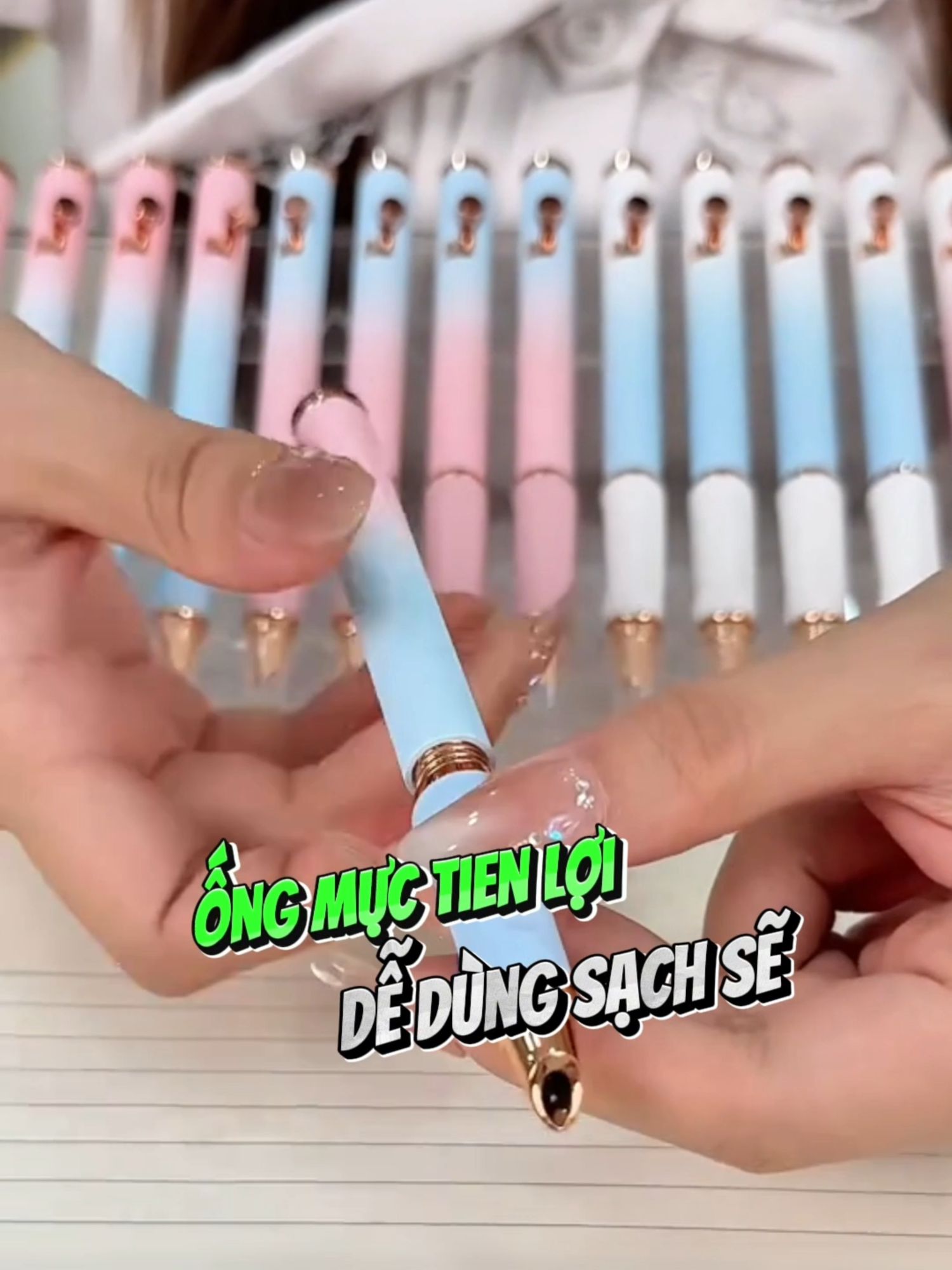bút BẤM CÀI xóa được vỏ bút nhẹ tênh nên các con dùng k lo mỏi tay ạ  #bút máy viết cực đep bút máy bấm xóa được ạ