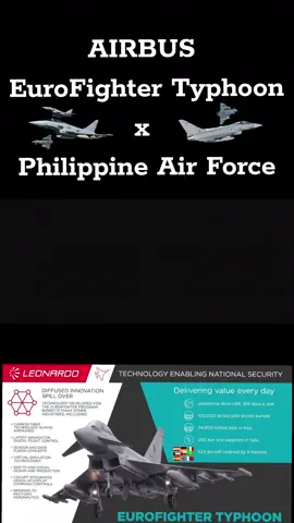 Leonardo has confirmed that it has offered the Eurofighter EF-2000 Typhoon Tranche 5 fighter aircraft to the Philippines' Department of National Defense to meet the requirements for Multirole Fighter Aircraft for the Philippine Air Force. In an interview with Aviation Week, Leonardo's VIce President for Eurofighter Typhoon Exports Constantino Pravini Rosati said that Leonardo was designated by the Eurofighter Consortium to lead the campaign to offer the Eurofighter EF-2000 Typhoon Tranche 5 to the Philippines in 2023, as the PAF then sent a Request for Information (RFI) to them. Based on the PAF's allocated budget for 40 aircraft, Leonardo confirmed that it can supply 32 of its Eurofighter Tranche 5 fighters, together with a package that include a full range of available munitions namely the MBDA Meteor beyond visual range air-to-air misisles, ASRAAM short-range air-to-air missile, Brimstone air-to-ground missiles, and Storm Shadow air-launched cruise missile, among others. Leonardo confirmed that the offer will be made through a Government-to-Government deal, supported by financing schemes to spread the payment over time, as well as an option for the local manufacture of Typhoon components that would make the Philippines the first Eurofighter supply base in the Asia Pacific region, which would allow the support the PAF's Eurofighters as well as those from European countries when they are deployed in the region. The training of PAF pilots is expected to be undertaken at the International Flight Training School in Sardinia, Italy. Also, since Italy and Spain have an ongoing order for more Eurofighters, the Philippines might be given a slot in the production line, which would allow the PAF to get the initial batch of Eurofighters by as early as 2028 if a contract is signed by 2026. Leonardo is confident that the Eurofighter Typhoon Tranche 5 can 