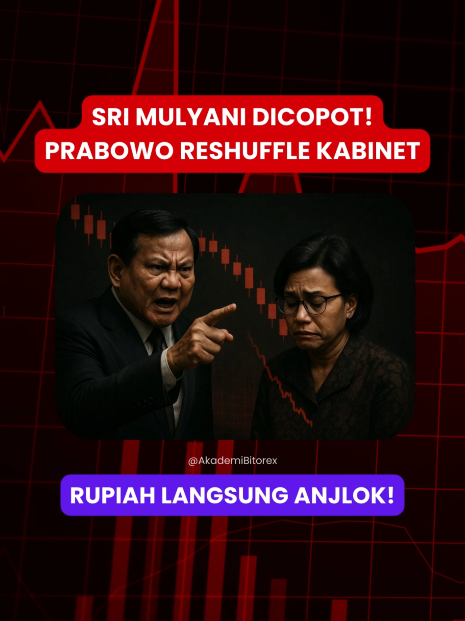Sri Mulyani Dicopot, Rupiah Langsung Anjlok ‼ Setelah pengumuman reshuffle kabinet yang mengganti Sri Mulyani,Rupiah langsung anjlok hingga menyentuh Rp16.508/USD. Analis menyebutkan bahwa penggantian Sri Mulyani menambah ketidakpastian pasar, memicu arus modal keluar dan memperburuk defisit transaksi berjalan. olatilitas pasar diperkirakan akan berlanjut. Investor diharapkan untuk lebih berhati-hati dan memantau perkembangan kebijakan fiskal di bawah kepemimpinan Menteri Keuangan yang baru. ‼️Disclaimer : Postingan ini hanya bertujuan untuk edukasi, Bukan ajakan membeli atau menjual aset investasi  __ #SriMulyani #SriMulyaniDicopot #ReshuffleKabinet #reshuffle #menteri #menterikeuangan #Prabowo #IHSG #saham #Rupiah #Market #USDIDR #AkademiBitorex #AkademiBitorex_Ltd