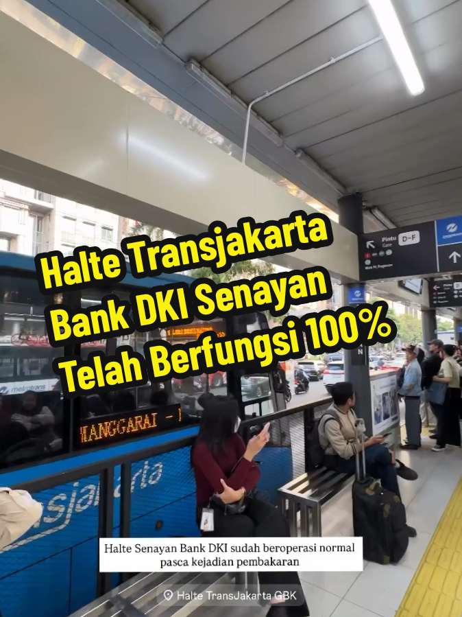 Senin sore, 8 September 2025, situasi terkini Halte Transjakarta Bank DKI Senayan, Jakarta, yang telah berfungsi 100% setelah diperbaiki akibat kerusuhan demo anarkis minggu lalu. #senayan #jakartaselatan  ----- Ikuti akun kami untuk update informasi terkini Jakarta dan sekitarnya ----- 📹 : ig via frendy_anzhar