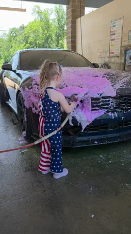 This little girl loves her car. She gets excited just to ride in it, loves cleaning it and taking it to shows.  #mustang #darkhorse #cargirl 