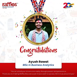 To Ayush Rawat, We raffles family would like to wish you nothing but success in every step of your journey ahead.  Always remember with determination and honesty in your work you are capable enough to achieve everything you think of.  Bestwishes, Raffles Family  Location: Dillibazar Ooralo near Putalisadak. Contact No: 9801086208 #raffleseducare #ukvisasuccess #besteducationalconsultancyinnepal  #studyinuk #ukvisa 