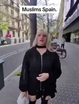 THIS IS SPAIN 🇪🇸 : A woman taking us through the scene in Barcelona to show how the city is occupied by Muslims. #spain #muslim #immigration #viralvideos #fyp 