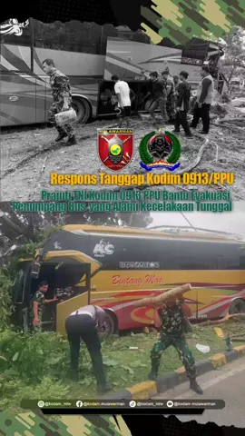 Penajam Paser Utara – Respons Tanggap Kodim 0913/PPU Bantu Evakuasi Penumpang Bus yang Alami Kecelakaan Tunggal, Minggu (07/09/25) #KodamVIMulawarman #TNIAD #TNIPrima #SinergitasTNIPolri #TNIManunggalRakyat