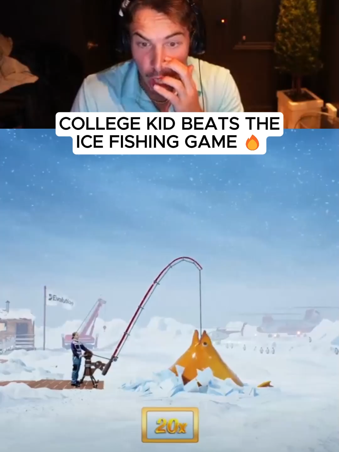 College student tries to beat the ice fishing game 🙏#kickstreaming