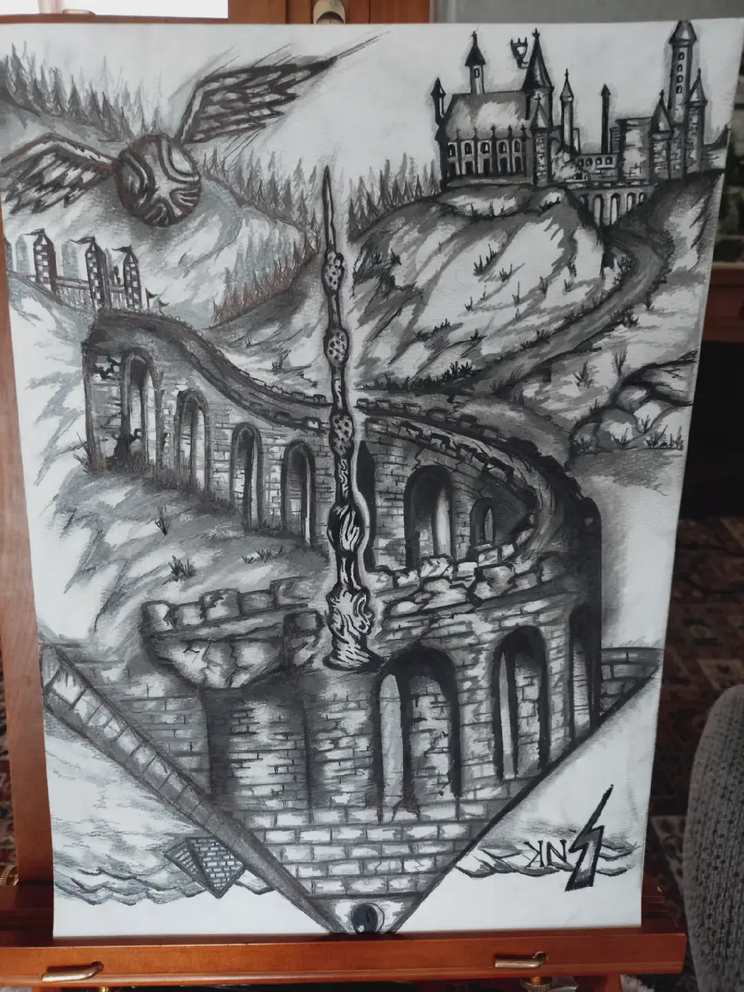 The Finished Piece ⚡☺️ it took around 20-30 minutes a day over the last 2 weeks to complete ✅ Time For Sparrow ⚓🦜 #fyp #harrypottertiktok #artistsoftiktok #harrypotter #hogwarts 