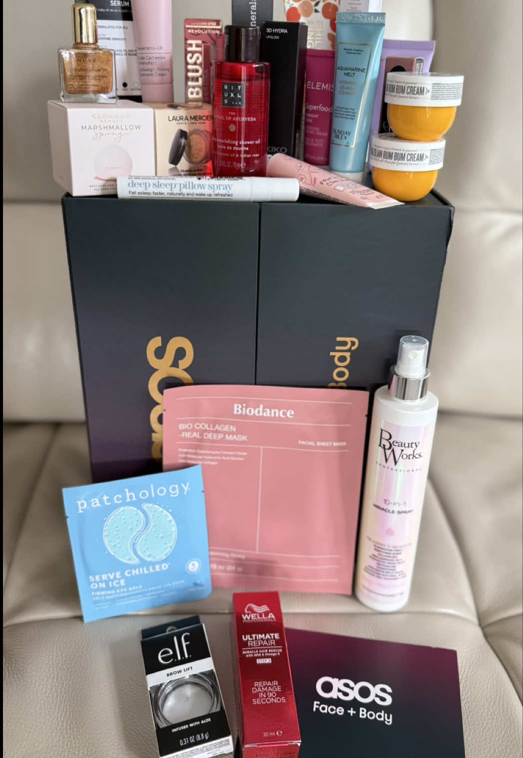 Launching today at 2 pm! ✨ The @asos Beauty Advent Calendar 2025. The packaging is beautifully neutral, so it works beautifully for Diwali as well (gifting!). At just £98, you get an incredible £406 worth of beauty treats, it’s brilliant 👌🏼 It’s designed to support your glow, from party prep through recovery: 	•	Glowy radiance: @charlottetilbury Peachgasm light wand, @ritualscosmetics Ayurveda Shower Oil, @sundayriley cleanser, @bareminerals primer, @laneige_uk balm, @elemis_uki cream, and @soldejaneiro  body cream 	•	Post-party rescue: Eye patches, @biodance_uk_official mask, nourishing haircare, and shimmering @nuxe_uk Huile Prodigieuse Gold Oil 	•	Plus extra indulgences like the Clomana marshmallow sponge, @maccosmeticsuki Cool Teddy lipstick, @lauramercier Mercier powder, @elfcosmeticsuk Brow Gel, and Beauty Works Miracle Spray Whether you’re gearing up for Christmas or lighting up Diwali, this calendar is your glow-filled, festive beauty solution, from morning till the next day ✨