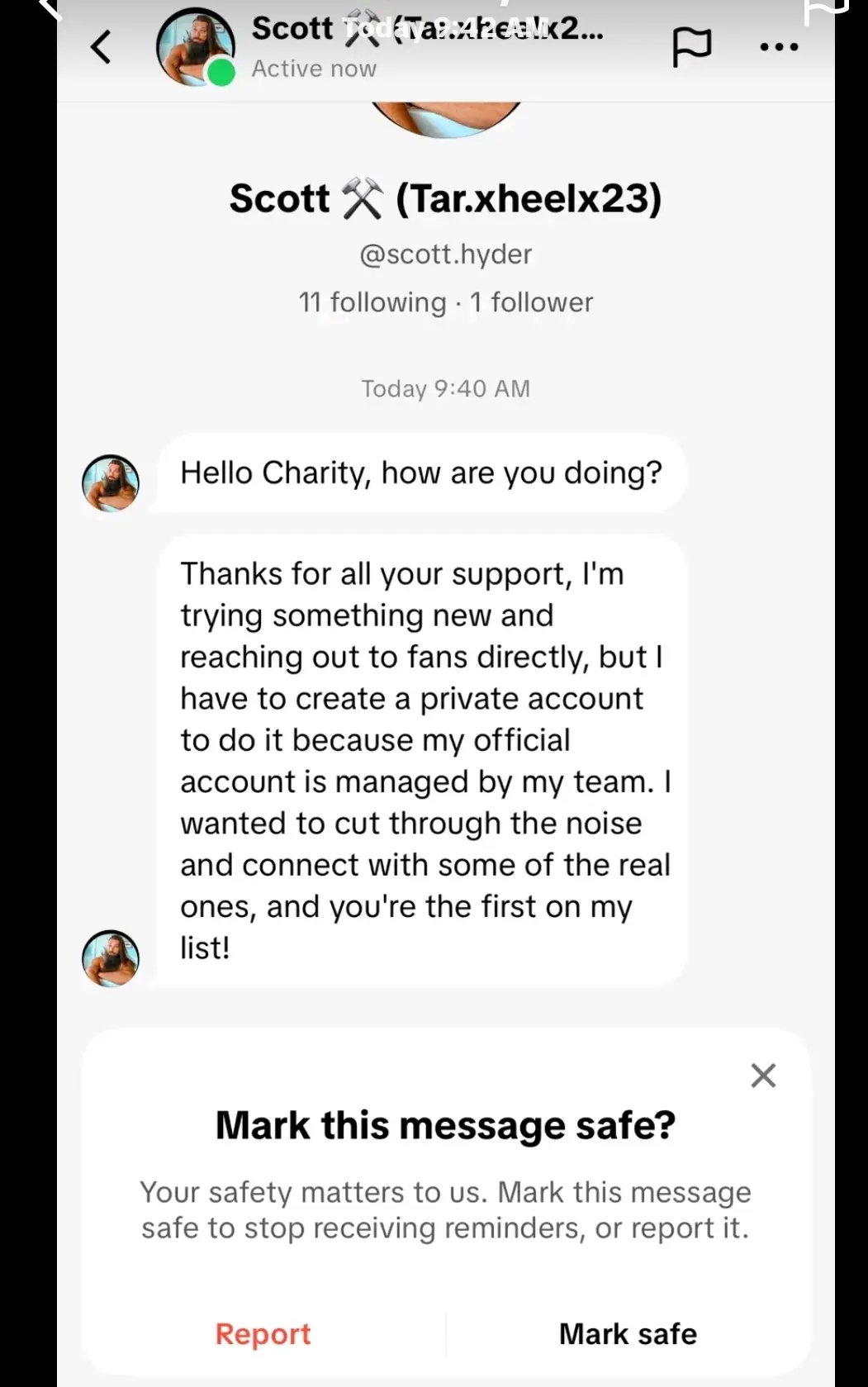 Definitely not me. if you get a request or a message from the profile in this picture, please report. 
