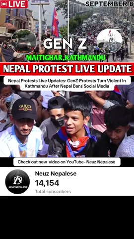 Nepal Protests Live Updates: GenZ Protests Turn Violent In Kathmandu After Nepal Bans Social Media#nepaliyoutuber #politiciankide #neuznepales #socialmedianepalban 