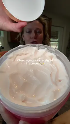 Luxury and a jar! Champagne, caviar and gold peptides for silky smooth skin #LuxurySkinCare #Tightening #BodyCareRoutine