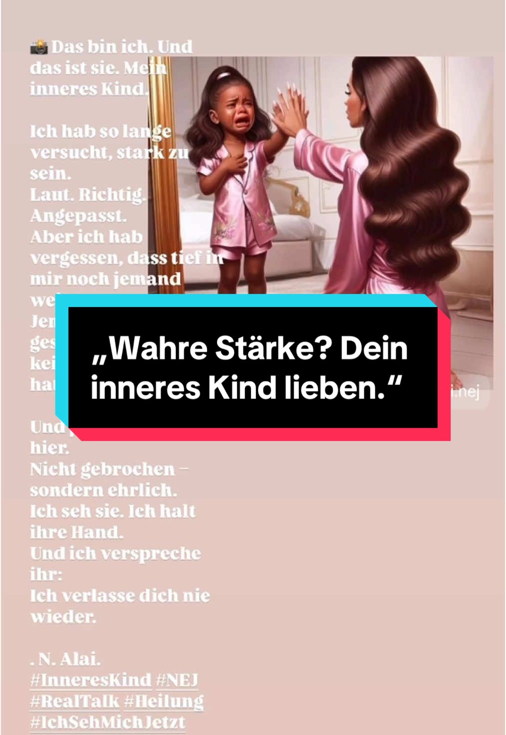 ✨ „Ich lass mein inneres Kind nie wieder los. Es gehört geliebt – von mir. Darin liegt Heilung. Darin liegt Wachstum.“ ✨ #inneresKind #Heilung #Selbstliebe #Selbstheilung #TraumaHealing #ShadowWork #SelfLoveJourney #NejVibes #LiebeDichSelbst #Spiegelarbeit #InnerChildHealing