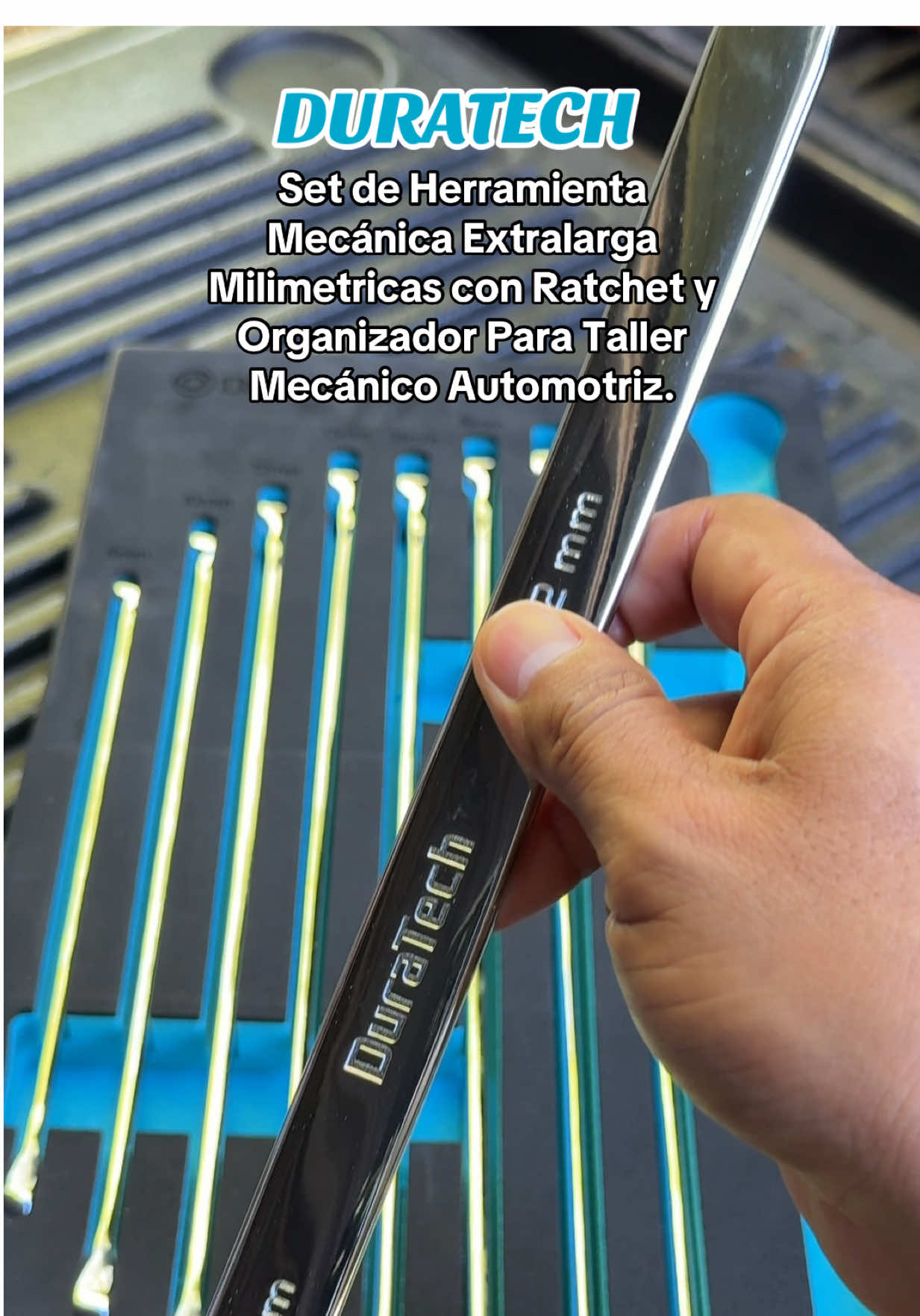 @DuraTech Store set de herramienta mecánica extralarga milimetricas con ratchet y organizador, para taller mecánico automotriz. #wrench #ratchet #tools #mechaniclife #herramientas 