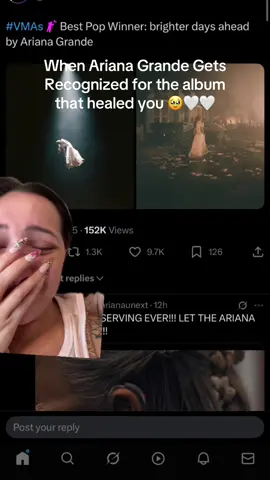 Woke up crying 😩 @arianagrande im so proud of you and parasocially cried over your highly deserved recognition 💖💖💖 #brighterdaysahead #eternalsunshine 
