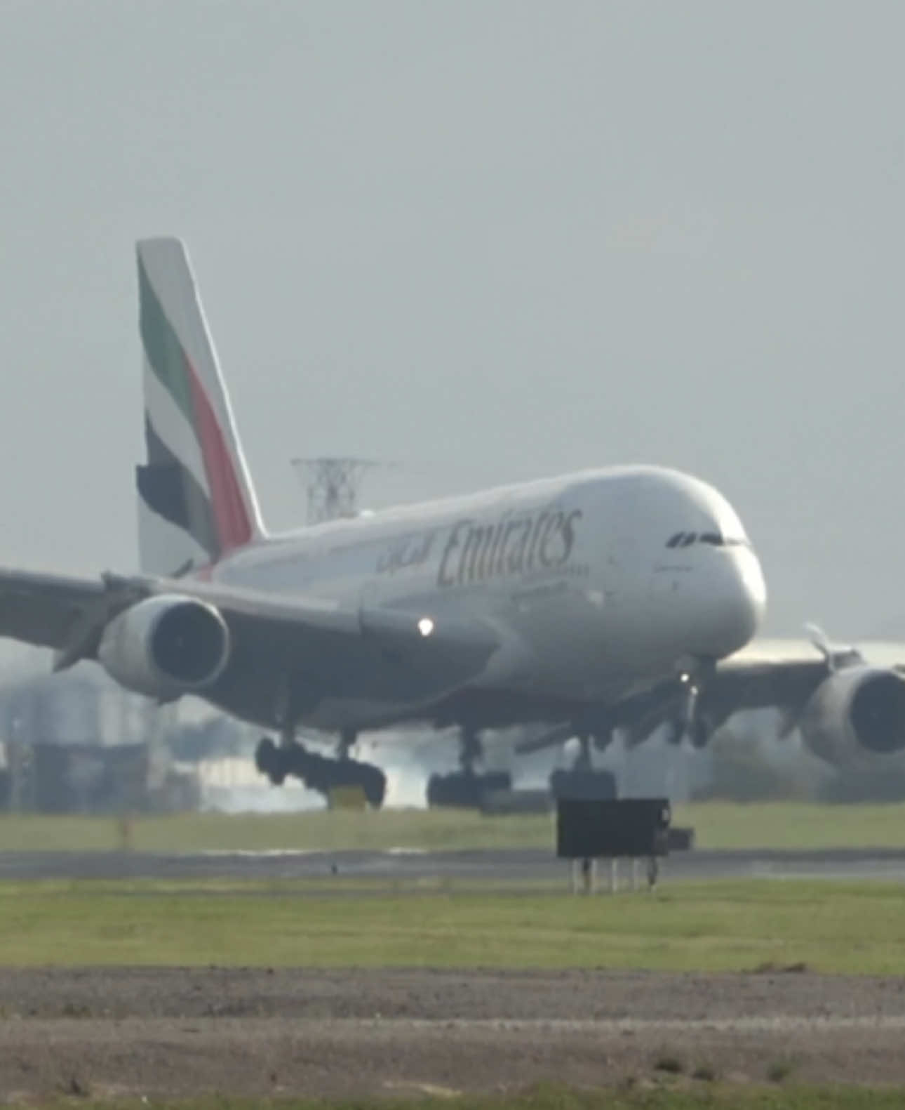 gust vs the Super ! “Wobbly” The Emirates 🇦🇪 Super airbus  A380 on flight EK241 (call sign UAE30Y) from Dubai to Toronto makes a gusty approach and landing on runway 24L, right as the winds swept across the field. Touchdown at YYZ! ✈️🌬️🛬 #Emirates #AirbusA380 #emiratesa380 #UAE30Y #YYZ #TorontoPearson #DubaiToToronto #SuperJumbo #AvGeek #AviationDaily #PlaneSpotting #BigBird #AviationLovers #InstaPlane #FlyingHigh #AirlinerSpotting #AvGeekCommunity #HeavyMetal #Runway #CrosswindLanding #dubai #uae @Emirates 