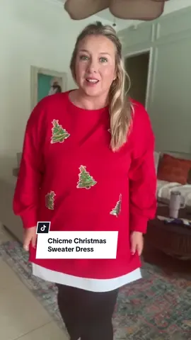 Do you wanna grab this adorable crewneck Christmas sweatshirt dress before the holiday season arrives! How adorable are these sequin Christmas trees? @ChicMe_official @chicme.us #christmassweater #christmasoutfit #sweaterdress #chicme #holidayinspo 