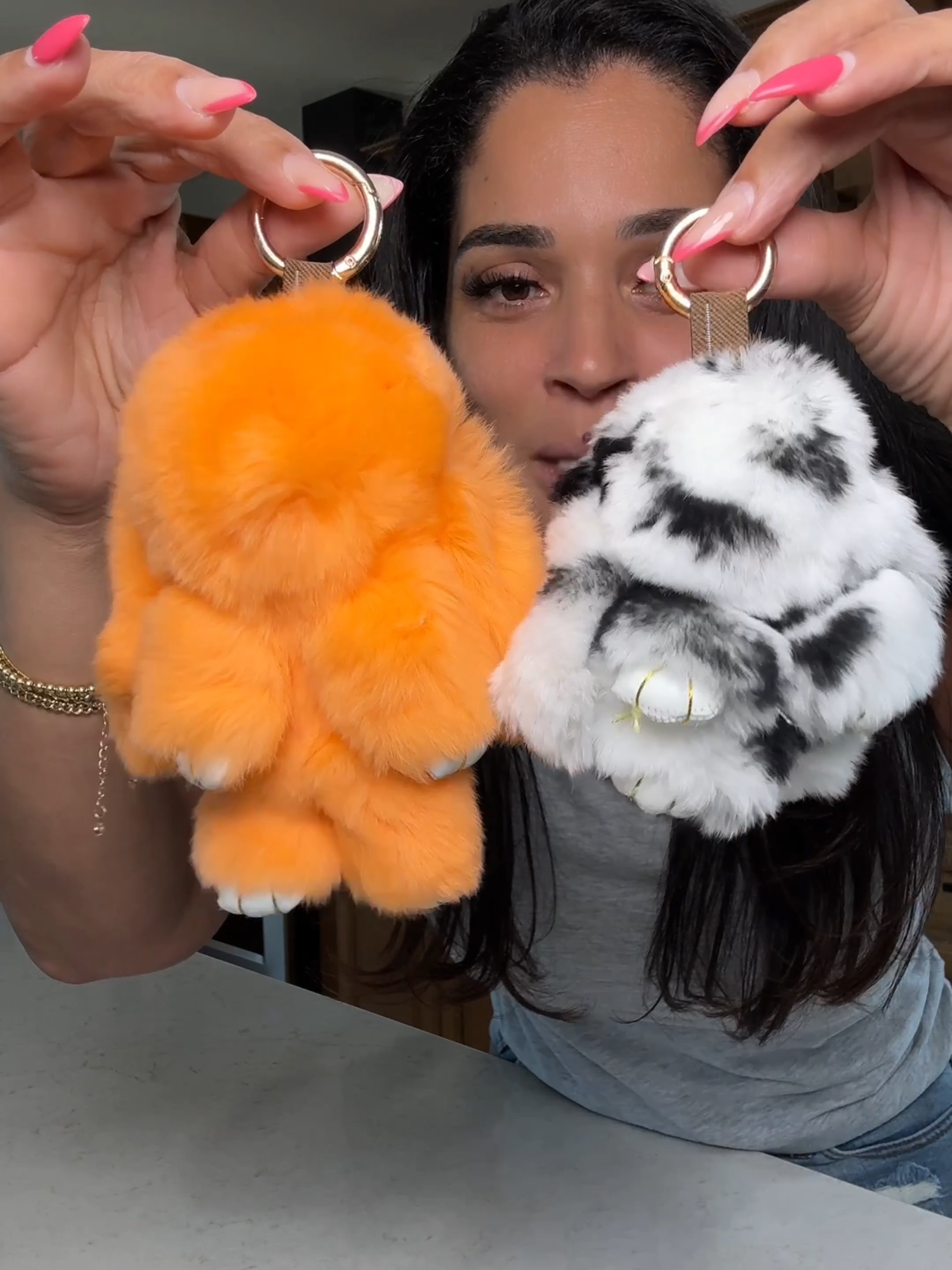 Bunny Lulu just dropped Halloween 🎃👻 Bunny Lulu keychains.   The Bunny Lulu rabbit fur is so soft and fluffy.  The Bunny Lulu fur is from Rex Rabbits that are groomed.  These pom pom keychains are so adorable and are great gift ideas for her. #bunnylulu #bunnylulukeychain #keychain #halloween #tiktokshoprestock @bunnylulucharm_