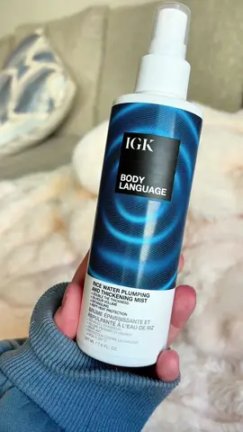 I apply this to my wet hair after each wash.  I have thin, fine hair so a thickening spray is a must for me because I love volume too! #igkbodylanguage #thickeningspray #haircare #tiktokshopcreatorpicks #ttsbeautybesties 