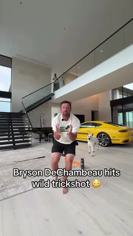 His reaction is amazing 😂🔥 (via @Bryson DeChambeau) #golf #golflife #golftok #brysondechambeau #trickshot 