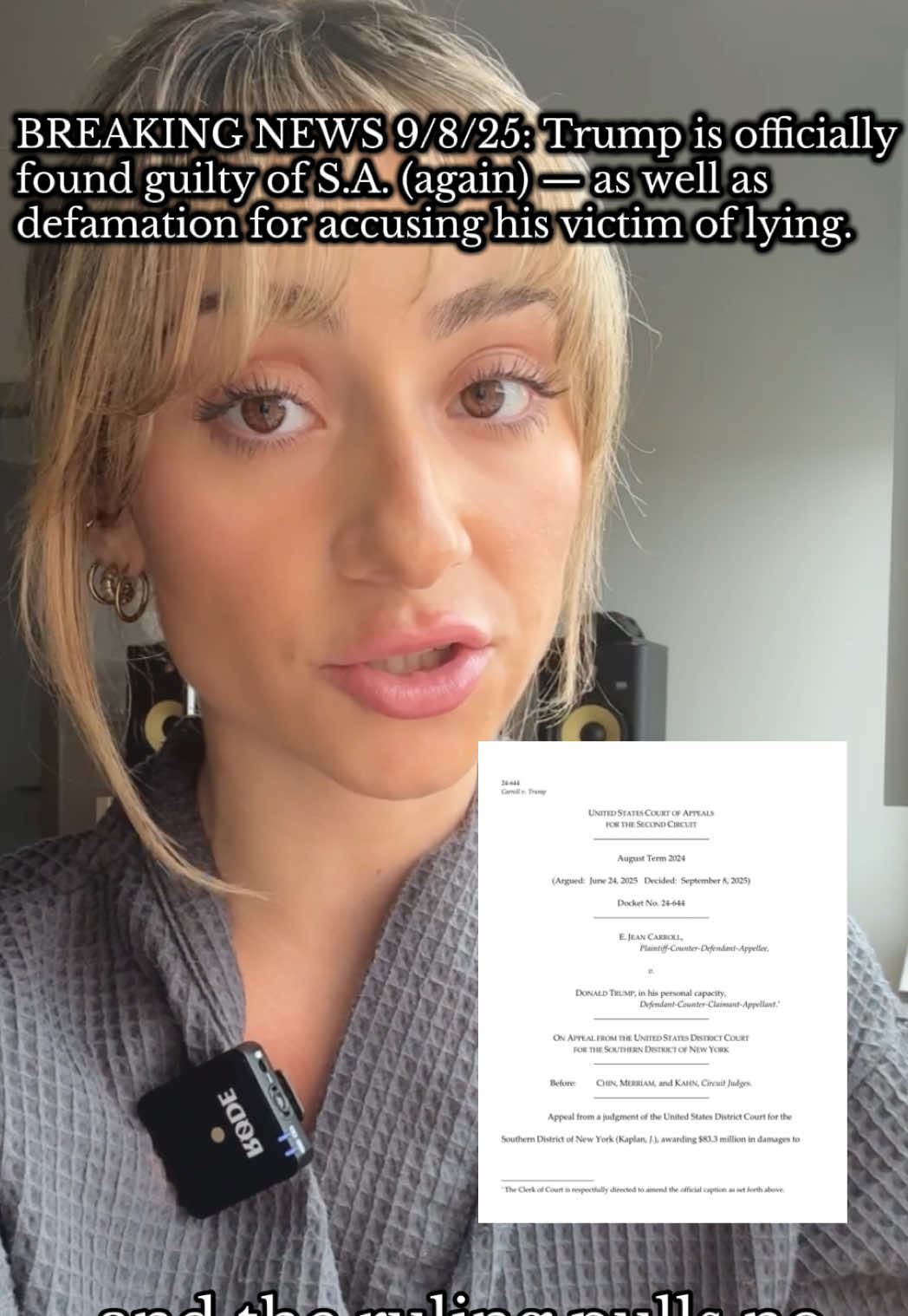 BREAKING (9/8/25) President Trump is officially found guilty of S.A. (again) — as well as  defamation for accusing his victim of lying. Go to the link in my bio for more.  #donaldtrump #maga #trumpadministration #ejeancaroll #verdict 