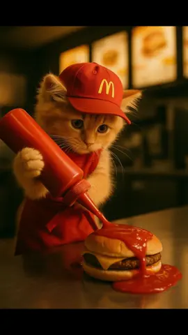 too much ketchup? #McDonalds #cats #cattok #viralvideo #funnyvideo #ai #kittens #cattiktok