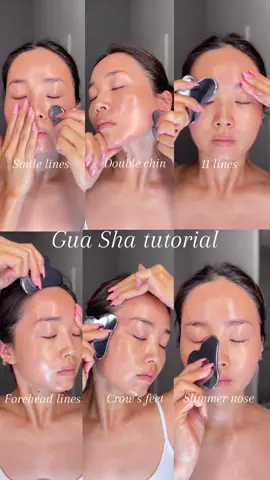Gua Sha turtorial for #smilelines #doublechin #crowsfeet #foreheadlines #guashatutorial 