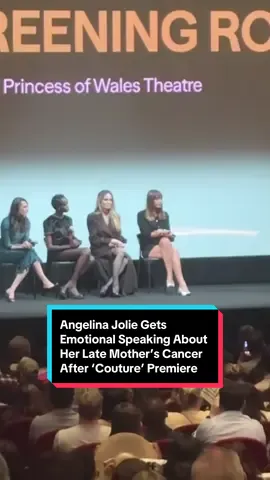 #AngelinaJolie had an emotional message about cancer during the premiere of her latest film, #Couture. Speaking during a Q&A after the movie, the actress got emotional as she spoke about her late mother Marcheline Betrand’s cancer. Jolie, who lost her mother in 2007, plays a film director called Maxine who is hired to make a video for a Paris fashion event amid being diagnosed with breast cancer and a divorce. Read more at the link in our bio.