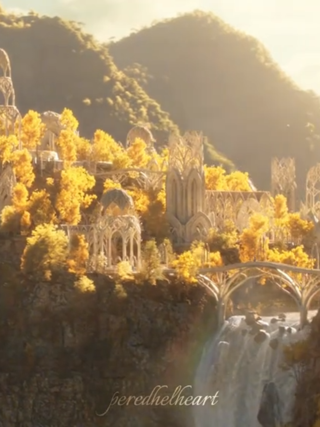 'the love of the elves for their land and their works is deeper than the deeps of the sea, and their regret is undying and cannot ever wholly be assuaged.' #lordoftherings #ringsofpower #elves #lotredit #theringsofpower #elrond #galadriel #elrond @rivendellhorsegirl @thorinscrown @sapphirebun @snezhjey @evaeia @lotr.enthusiast
