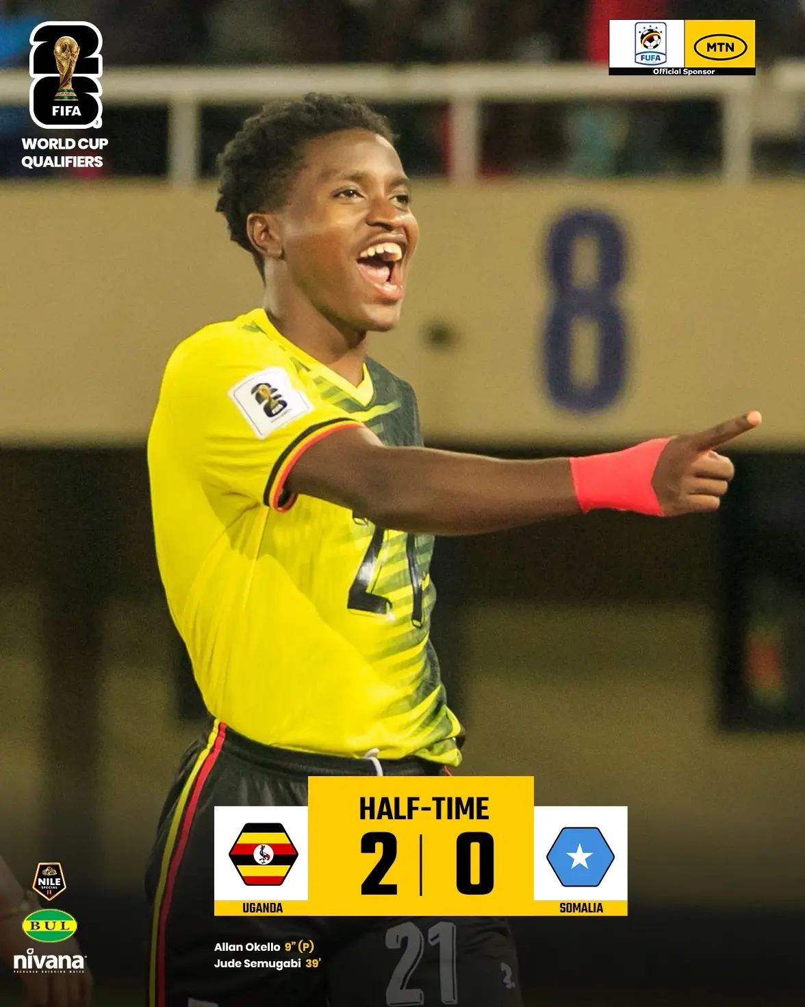 Half-Time: 🇺🇬2-0🇸🇴
