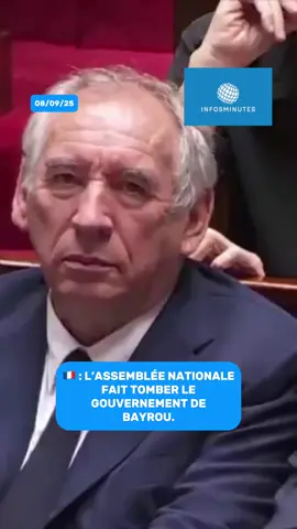 🇫🇷 : L’assemblée nationale rejette la confiance au gouvernement de Bayrou. Le 1er ministre va présenter sa démission à Macron.