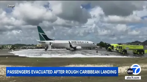(9/8/25) A #WestJet flight flying from #Toronto with 164 people onboard appeared to bounce after landing at the #Caribbean island airport of #SintMaarten and skidding down the runway.