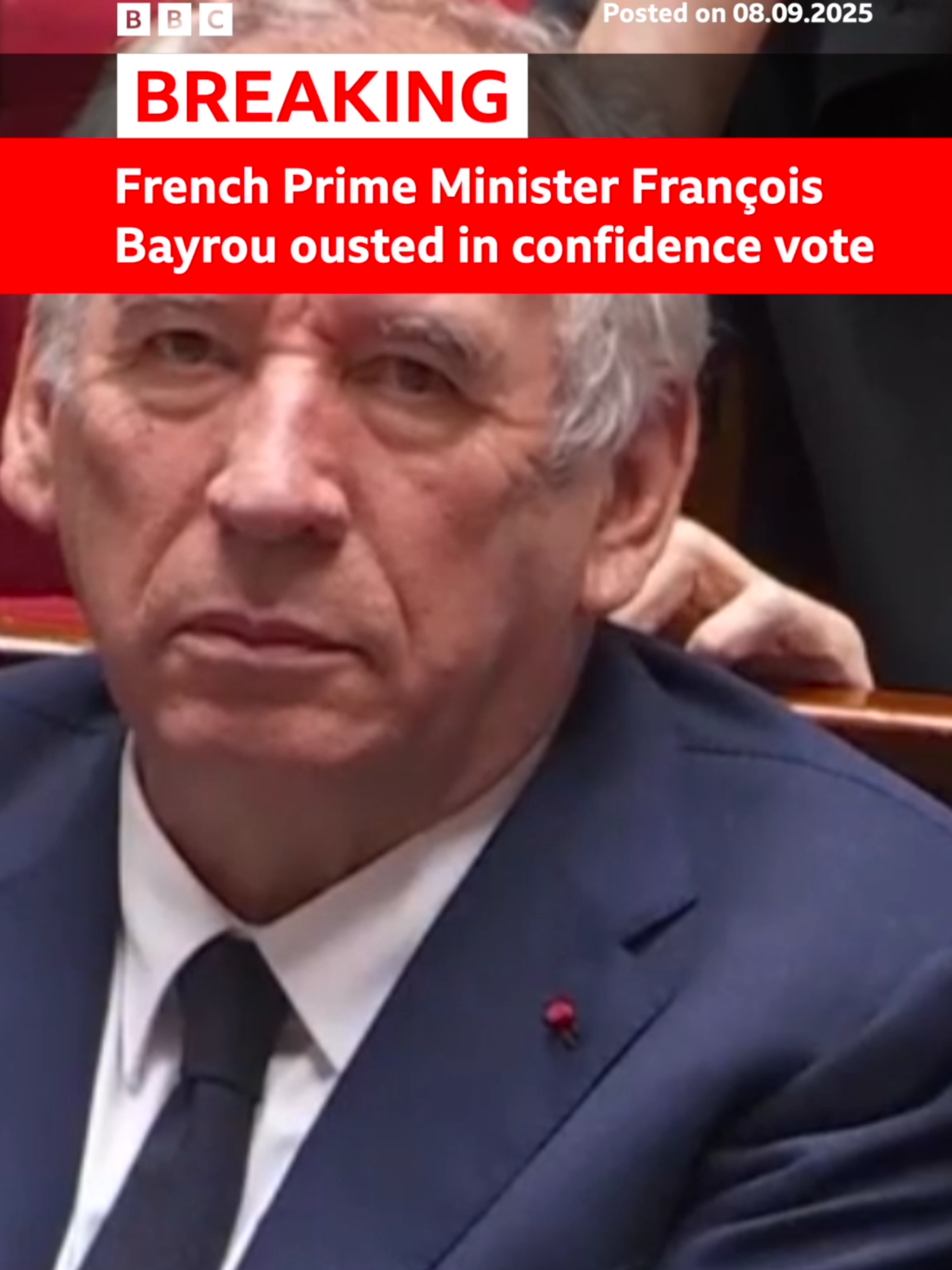François Bayrou lost the vote of confidence he called in his government, after France's National Assembly voted by 364 votes to 194 to eject him from office. President Emmanuel Macron now faces a choice between calling a snap election or picking a fifth prime minister in less than two years. #FrancoisBayrou #EmmanuelMacron #FrenchPolitics #FrancePolitics #BBCNews
