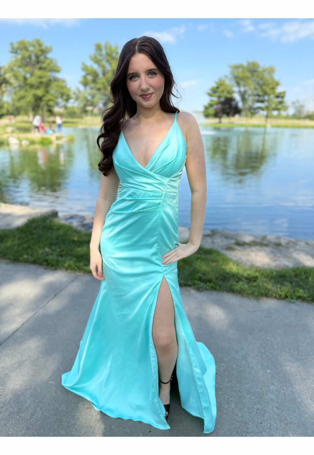 This gown from @chicsewoffical is absolutely perfect! 🩵 I love the style and the color is so beautiful! 🩵😍 #fyp #explore #fashion #viralvideo #trending 