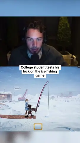 College student tests his luck on the ice fishing game #kickstreaming