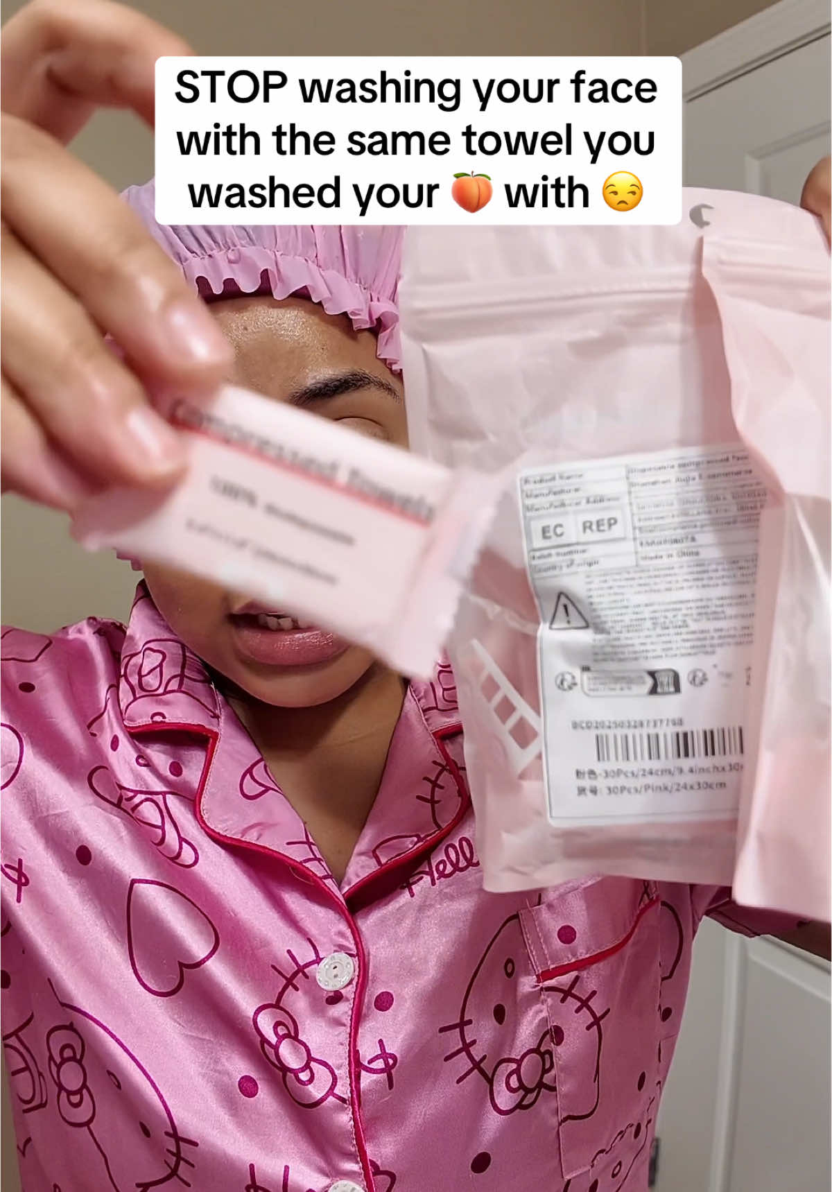 Stop sharing bacteria with your guests 😅 These pink compressed towels are CLEAN every time - no extra laundry or no germs 😇  #disposablefacetowel #compressedtowel #guestbathroom #hygeine #skincaretok #travelmusthaves #tiktokshop #fyp #viral 