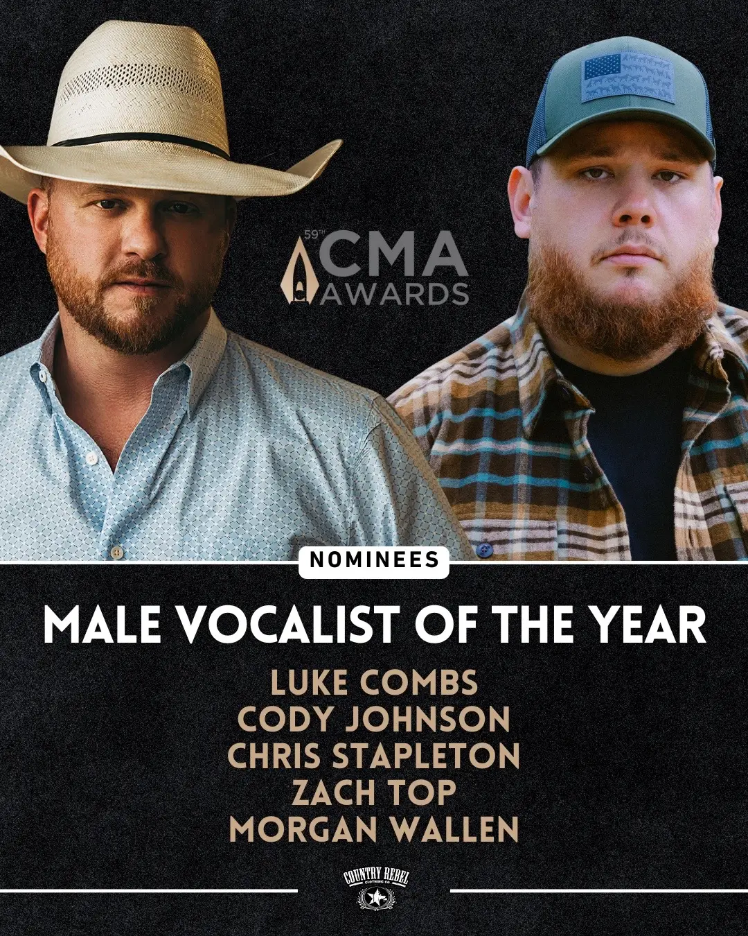 The nominees for the 59th annual CMA Awards have been announced! Swipe through to see if your favorite artist got a nod >>   Tune in on November 19th to see who takes home the trophies 🏆