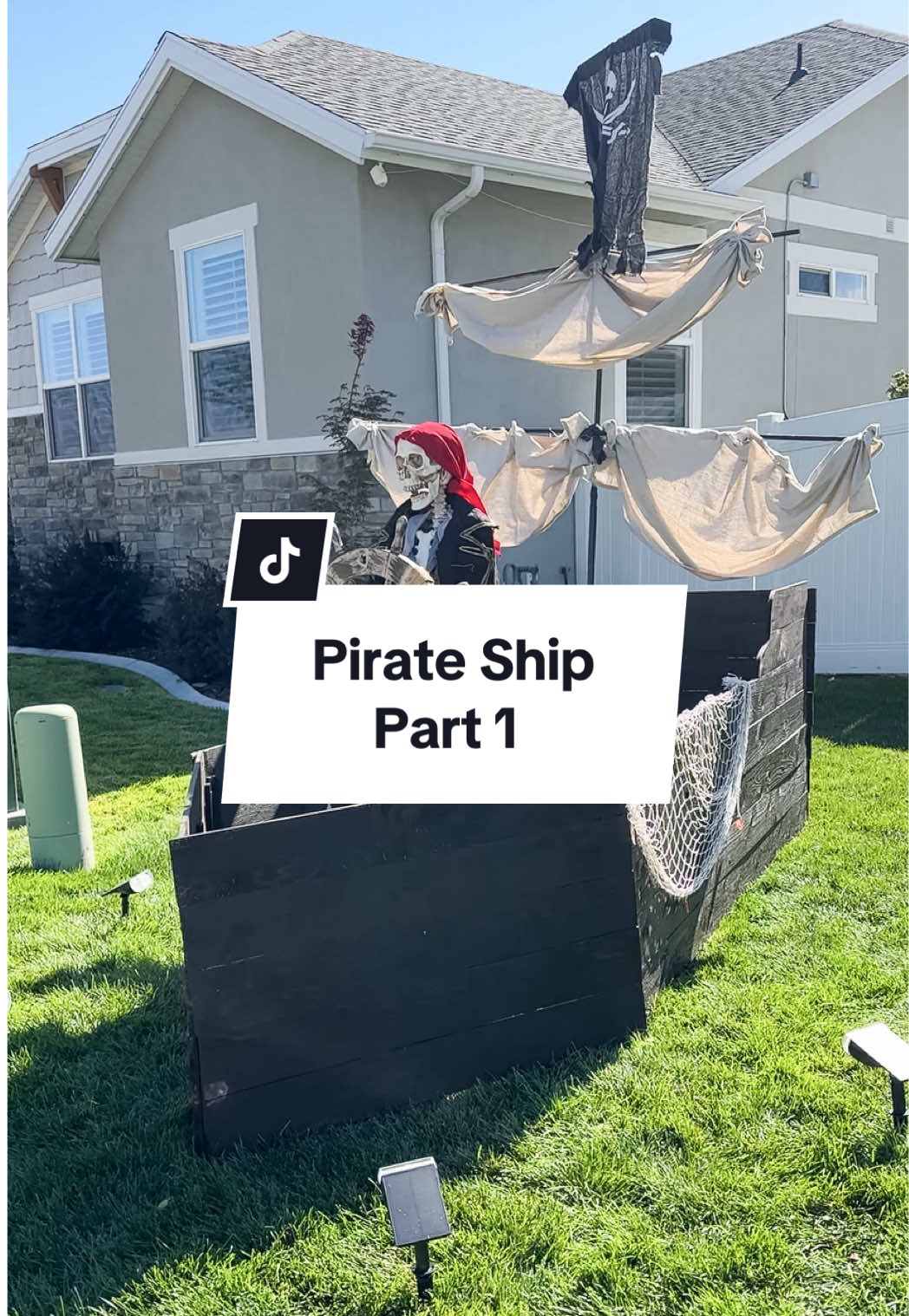 Pirate Ship Part 1! I actually did this last year but I just had to share it again because it turned out SO cute and I can’t wait to put it up again this year!! Follow for part 2! #halloween2025 #halloweendecor #diyhalloween #halloweendiy #holidaydecor 