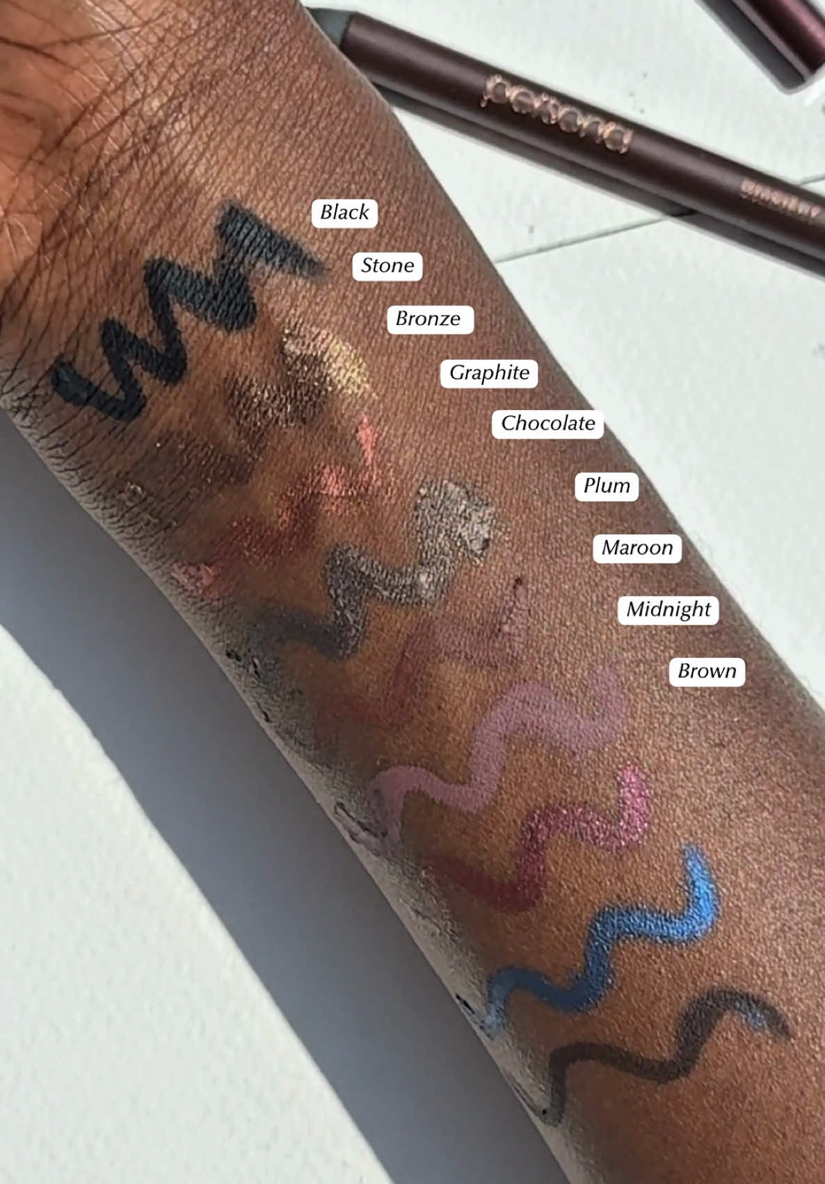 Our 24HR Waterproof Eyeliner collection just got cozier. 🤭 Meet the newest shades ‘Maroon’ & ‘Midnight’, perfect for pumpkin spice runs & sweater weather nights. 🍂  Made with color theory in mind to make your eyes pop this Fall. ✨ 🫶Maroon: rich, plum purple with shimmer 🫶Midnight: Navy blue with a luminous sheen  Which shade is calling your name? #personacosmetics #Eyeliner #makeup 