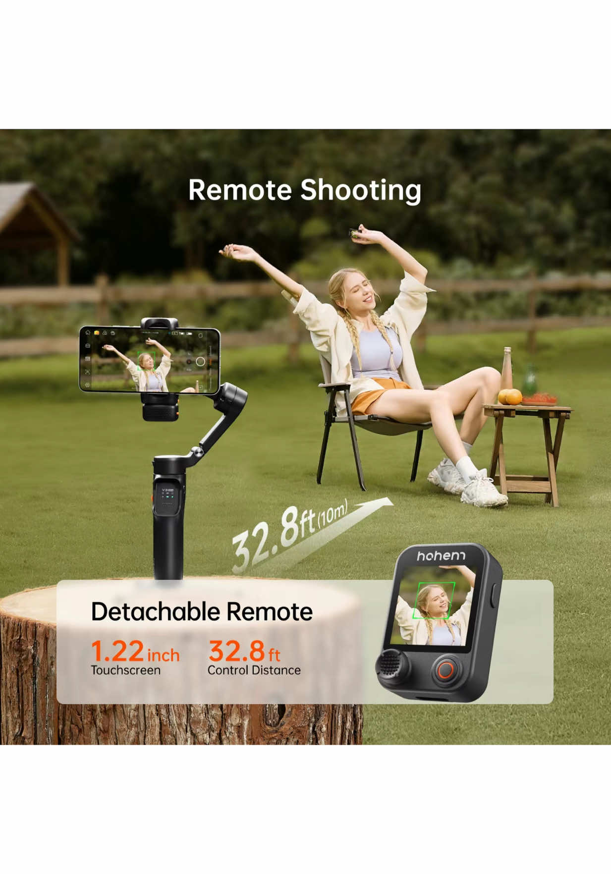 hohem Steady V3 Ultra Gimbal, Detachable Touchscreen Remote, Advanced Al Tracking with any App, 360° Infinite Pan Tracking, Select People&Obeject on Touchscreen to Track,3-Color Fill Light, 3-Axis Stabilization, Compatible with most iPhone &Android series #Hohem #hohemV3ultra #contentcreator #NewArrivalsSurge