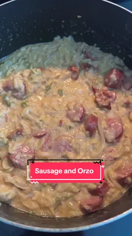 One pot dinner. Sausage and orzo dump dish. #budgetdinners #cheapdinners #quickdinnerideas 