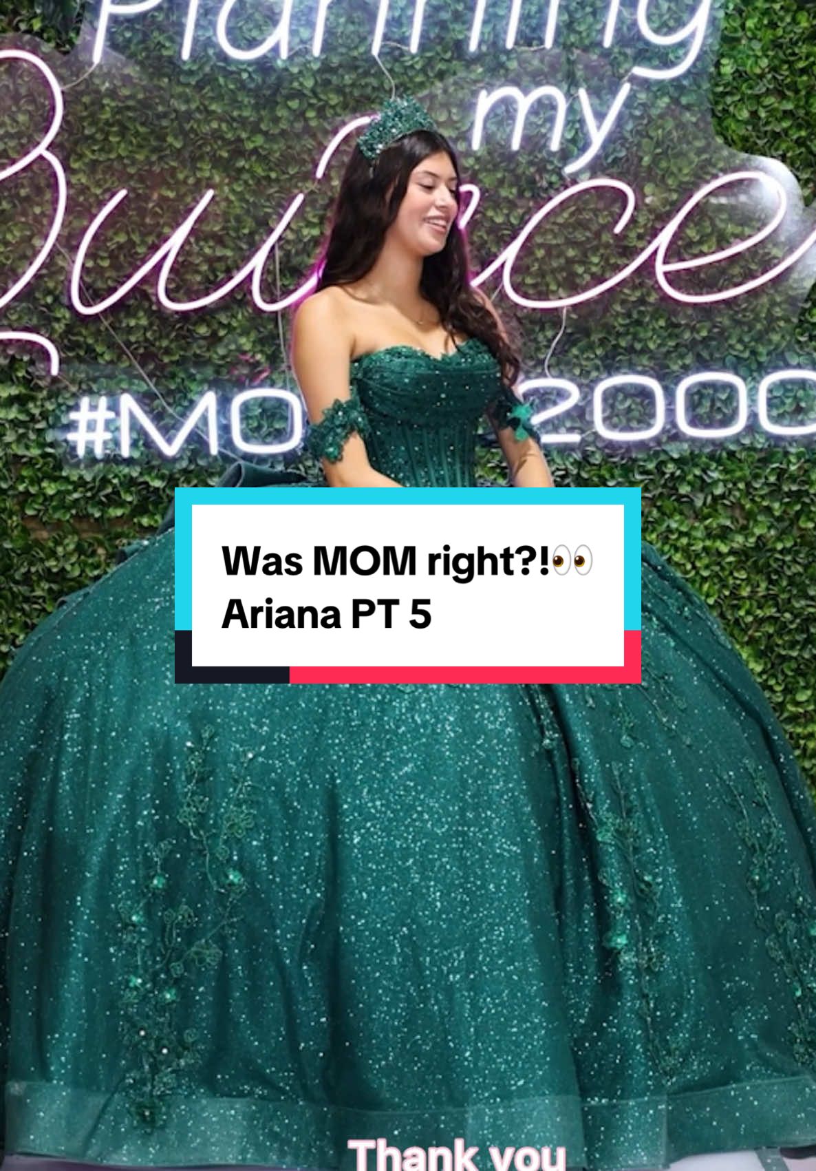 Replying to @klary🧿 Opinions on the Green?🍵 Watch this FULL episode of #PlanningMyQuince on @Moda2000’s YT! Link in Bio!👗 #quince #xvaños #dressshopping #quinceañera 