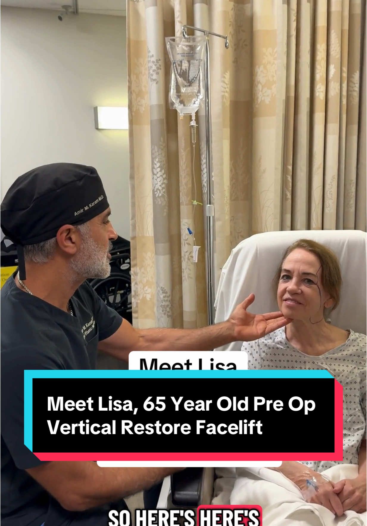 Meet My beautiful 65 year old Vertical Restore™️ patient Lisa! In this video we go over her surgical plan-how we are addressing her aging concerns. Lisa already looks amazing for her age but it was time for a refresh! Lisa transparently shared that she had a moment a few months back at a wedding that she looked at a photo and really didn’t align with what she saw. She said that was the moment that she was sure she was ready for a Vertical Restore. I love Lisa’s transparency and openness to share! I really really appreciate it ❤️Who is excited to see her post op? To address her aging related changes, we performed: To address her aging related changes, we performed: ✅Vertical Restore ✅Facial Fat Transfer ✅Upper Blepharoplasty ✅Lower Blepharoplasty ✅Lip Lift ✅ Skin rejuvenation with @karammdskin Trifecta 3 step anti aging skincare routine ‼️All of my procedures are done  under local anasthesia with IV Sedation #dramirkaram #karammdskin #skinhealth #antiaging #facelift #plasticsurgery #plasticsurgeon #dramirkaram 