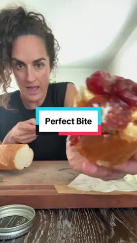 The perfect bite..  triple creme  Tomato confit Baguette Raw honey #Foodie #gardentotable #supermodelsnack 