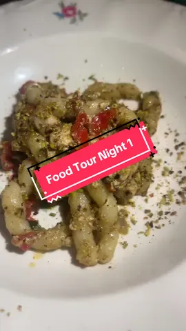 Night 1 of our weeklong food tour in Sicily. Started out with welcome drinks and then had the most incredible meal. The most gorgeous swordfish ragu with a pistachio pesto that I can’t wait to try and recreate. The seabass was light and delicate and those onions were next level. The night ended with a dance party on the rooftop of the hotel and it’s safe to say we started the week of with a bang #italy #sicily #travel #eating 