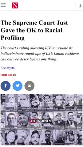 The Supreme Court just gave ICE the greenlight to use racism and racial profiling as a reason to violate civil rights on the streets of America. This is how the law turns on its people - and how people turn on each other. We have work to do. #fyp #immigration #politics 