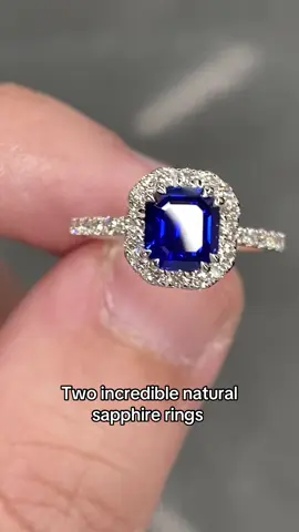 Two Royal Blue Beauties - which are you choosing & why ? Both weigh about the same & are from the same origin #royalbluesapphire #sapphirering #uniqueengagementrings #jewelrydesigner #ringstack 