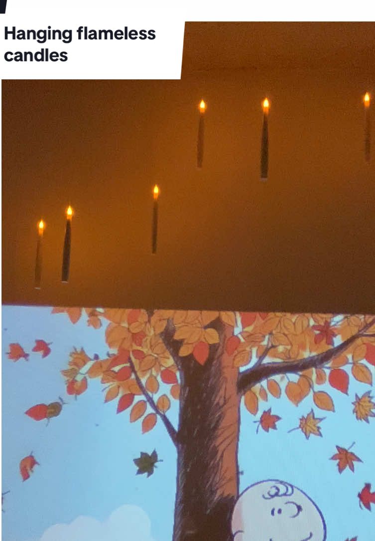Magic hanging flameless candles are perfect Halloween lights  #halloweenlights #halloweendecor #halloweendecorations #halloweenhomedecor #flamelesscandle 