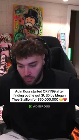 Adin Ross started CRYING after finding out he got SUED by Megan Thee Stallion for $50,000,000 😕💔 #megantheestallion #adinross 